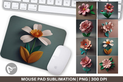 Mouse Pad 3D Paper Cut Flower Sublimation artnoy 