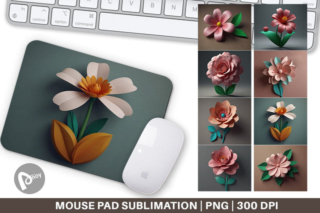 Mouse Pad 3D Paper Cut Flower Sublimation artnoy 