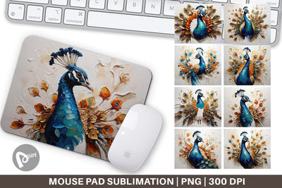 Mouse Pad 3D Peacock Painting Sublimation artnoy 