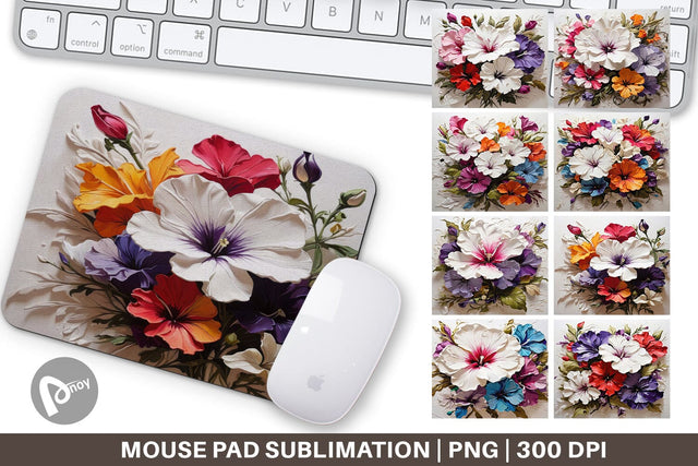 Mouse Pad 3D Petunia Flower Sublimation artnoy 