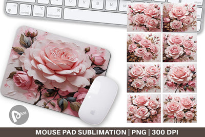 Mouse Pad 3D Pink Rose Sublimation artnoy 