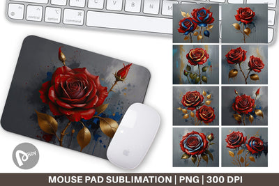 Mouse Pad 3D Red Rose Sublimation artnoy 