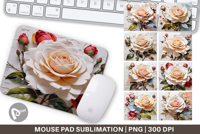 Mouse Pad 3D Rose Flower Sublimation artnoy 