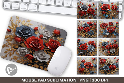 Mouse Pad 3D Rose Paint Texture Sublimation artnoy 