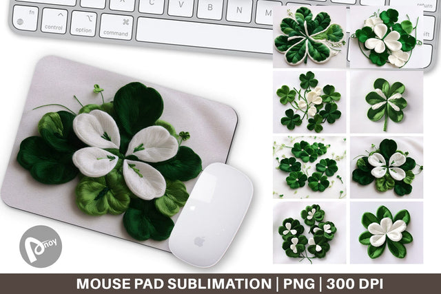 Mouse Pad 3D Shamrocks Embroidery Sublimation artnoy 