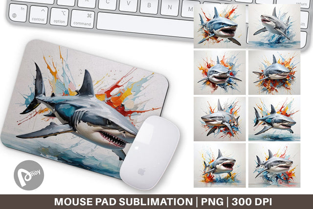 Mouse Pad 3D Shark Painting Sublimation artnoy 