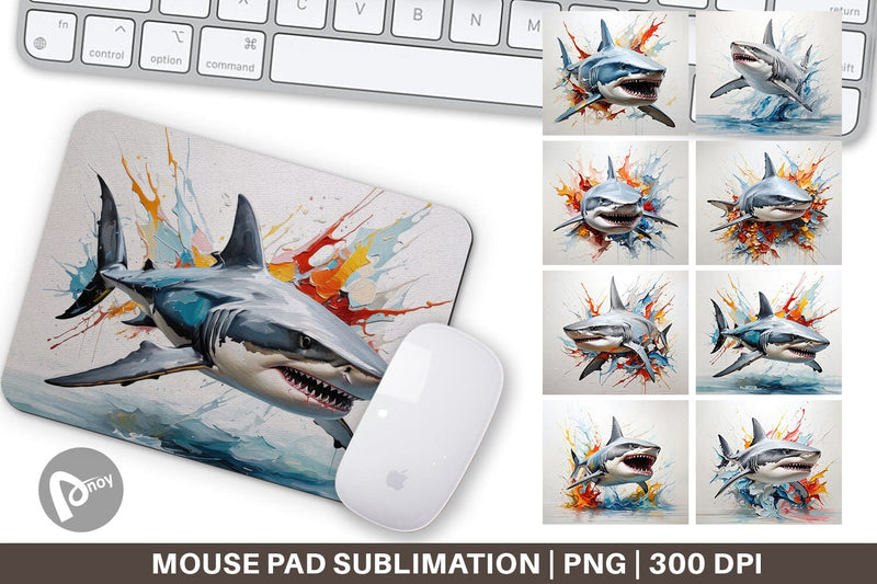 Mouse Pad 3D Shark Painting Sublimation artnoy 