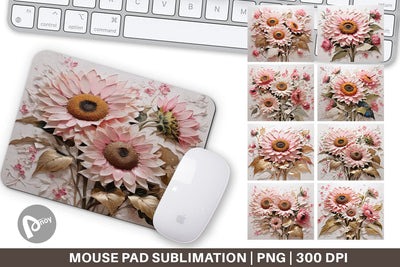 Mouse Pad 3D Sunflower Painting Sublimation artnoy 