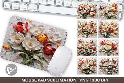 Mouse Pad 3D Tulip Flower Painting Sublimation artnoy 