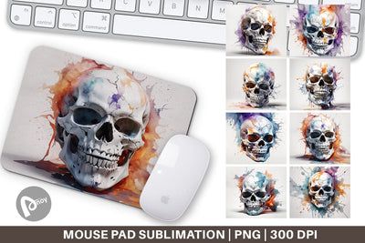 Mouse Pad 3D Watercolor Splash Skull Sublimation artnoy 