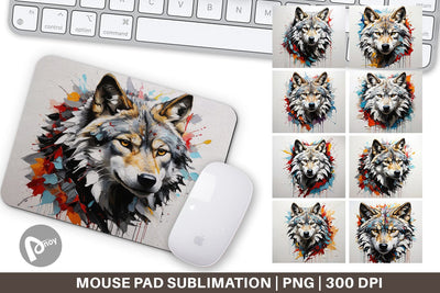 Mouse Pad 3D Wolf Painting Sublimation artnoy 