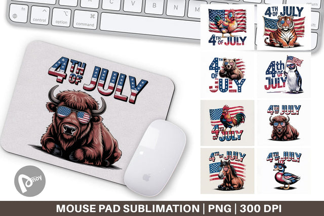 Mouse Pad 4th of July Animal Sublimation artnoy 