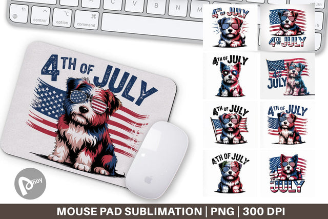 Mouse Pad 4th of July Dog Sublimation artnoy 