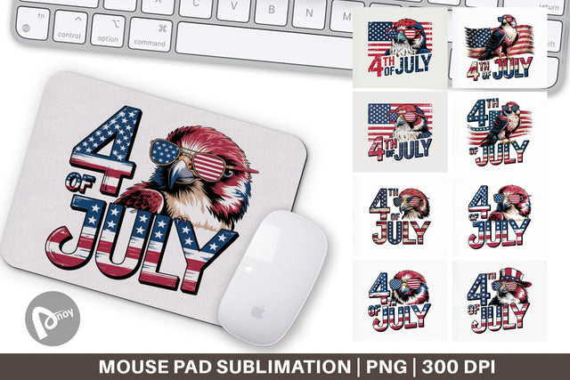 Mouse Pad 4th of July Eagle Sublimation artnoy 