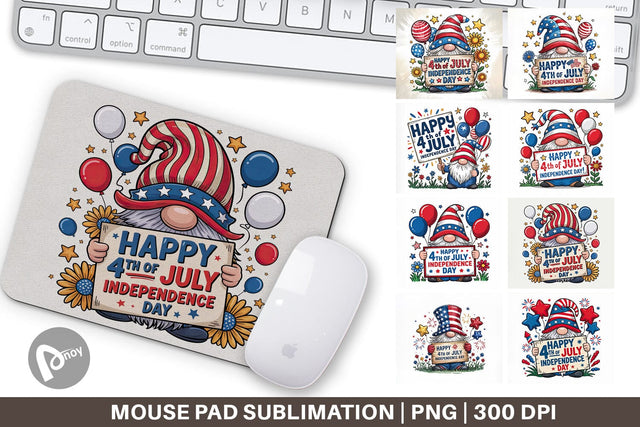 Mouse Pad 4th of July Gnome Sublimation artnoy 