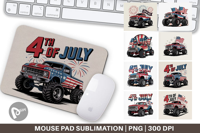 Mouse Pad 4th of July Monster Truck Sublimation artnoy 