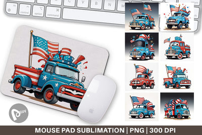 Mouse Pad 4th of July Vintage Truck Sublimation artnoy 