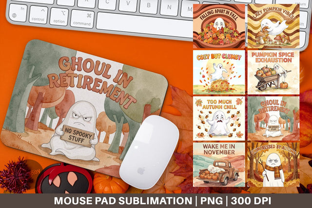 Mouse Pad 70s Burnout Ghoul Autumn Background Sublimation artnoy 