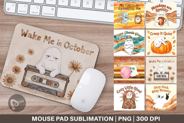 Mouse Pad 70s Moody Monday Ghost Background Sublimation artnoy 