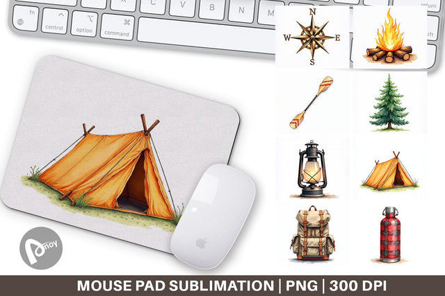 Mouse Pad 70s Retro Summer Camp Watercolor Sublimation artnoy 