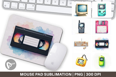 Mouse Pad 90s Tech Gadgets Sublimation artnoy 