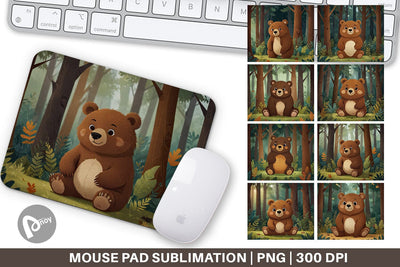 Mouse Pad Adorable Bear in Forest Sublimation artnoy 