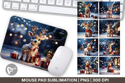 Mouse Pad Adorable Snowy Deer Sublimation artnoy 