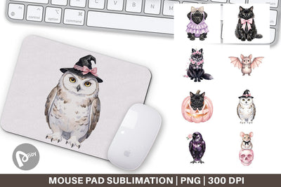 Mouse Pad Adorable Spooky Coquette Animals Sublimation artnoy 