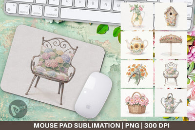 Mouse Pad Airy Sun-Drenched Garden Watercolor Sublimation artnoy 