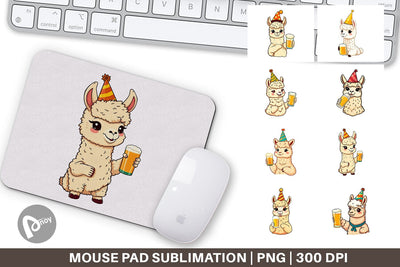 Mouse Pad Alpaca Beer Day Sublimation artnoy 