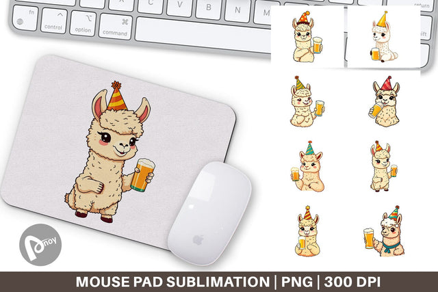 Mouse Pad Alpaca Beer Day Sublimation artnoy 