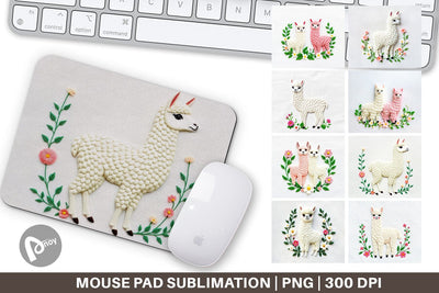 Mouse Pad Alpaca Embroidery Sublimation artnoy 