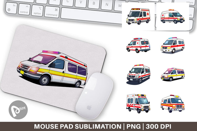 Mouse Pad Ambulance Vehicle Sublimation artnoy 