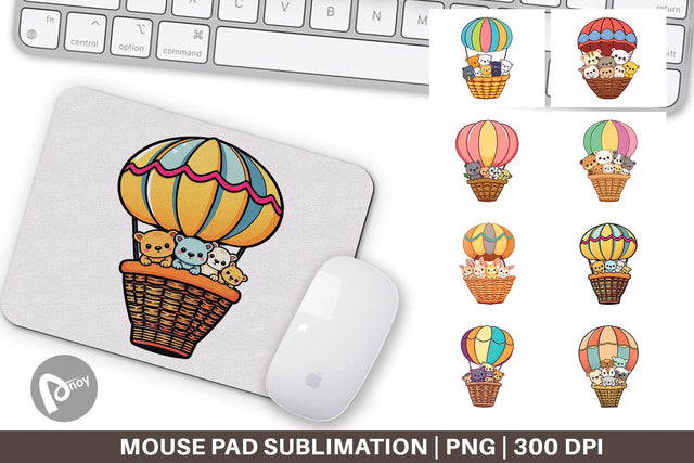 Mouse Pad Animal Hot Air Balloon Sublimation artnoy 