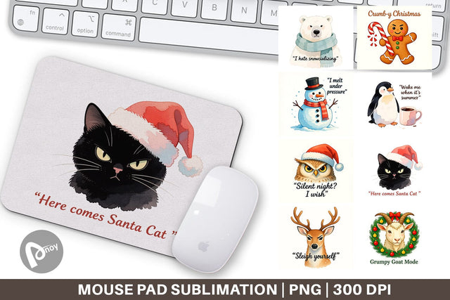 Mouse Pad Anti Christmas Grumpy Sublimation artnoy 
