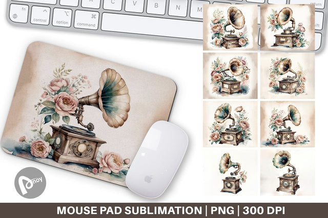 Mouse Pad Antique Gramophone Sublimation artnoy 