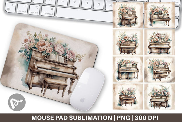Mouse Pad Antique Piano Sublimation artnoy 