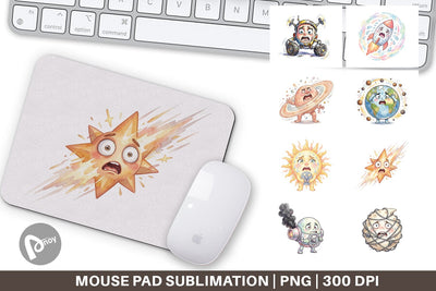 Mouse Pad Anxious Space Rocket and Planet Sublimation artnoy 