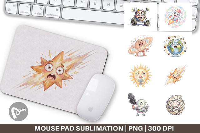 Mouse Pad Anxious Space Rocket and Planet Sublimation artnoy 