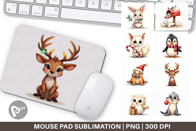 Mouse Pad Arctic Antics Holiday Vintage Polar Animals Sublimation artnoy 