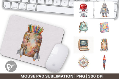 Mouse Pad Atomic Age School Supplies Watercolor Sublimation artnoy 