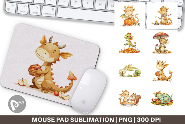 Mouse Pad Autumn Baby Dragons Sublimation artnoy 