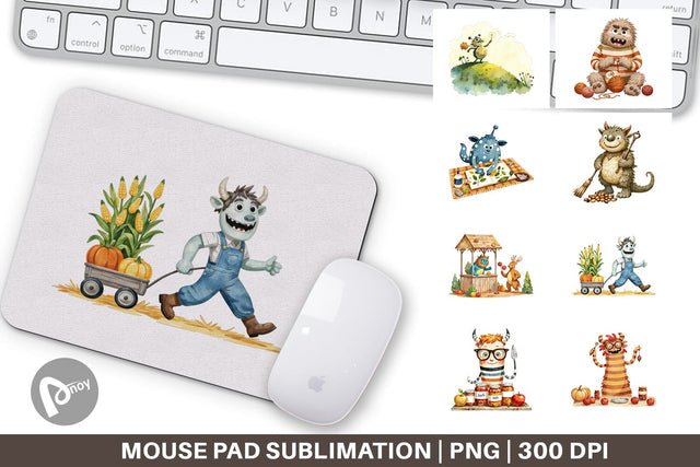 Mouse Pad Autumn Critter Monsters Sublimation artnoy 
