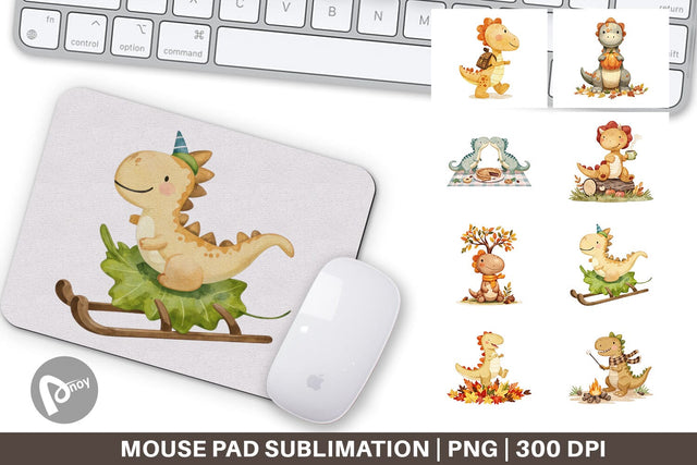 Mouse Pad Autumn Dino Friends Sublimation artnoy 