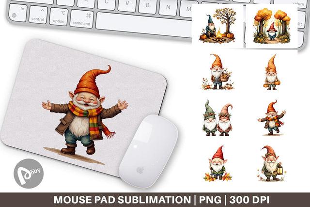 Mouse Pad Autumn Gnome Friends Sublimation artnoy 