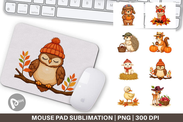 Mouse Pad Autumn Hat Critters Sublimation artnoy 