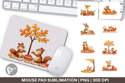 Mouse Pad Autumn Picnic Animals Sublimation artnoy 
