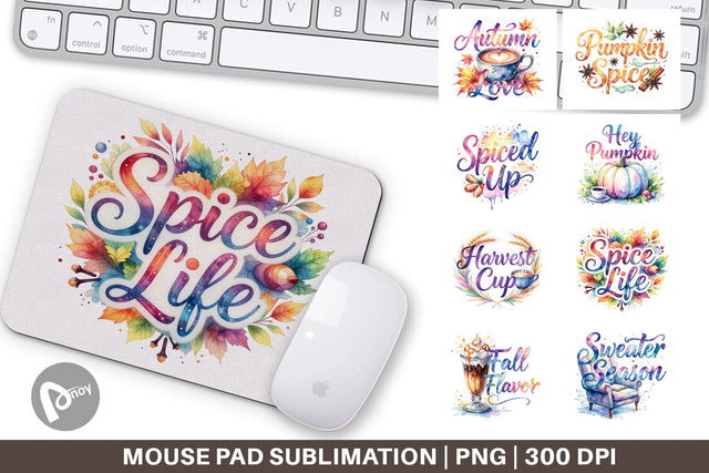Mouse Pad Autumn Pumpkin Spice Quotes Sublimation artnoy 
