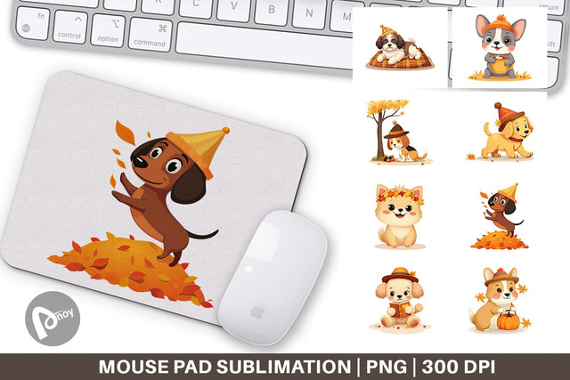 Mouse Pad Autumn Puppy Parade Sublimation artnoy 