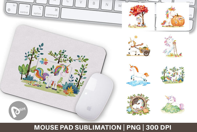 Mouse Pad Autumn Unicorn Whimsy Sublimation artnoy 